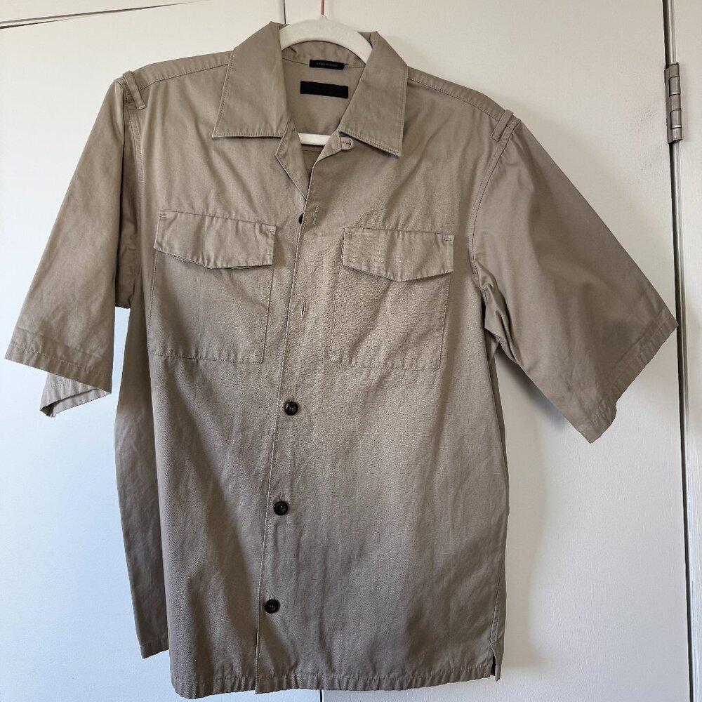 PRADA Khaki Short Sleeve Button-Down Shirt – Utility Style – Minimalist